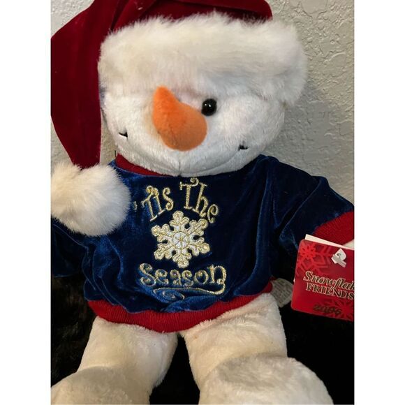 SNOWMAN Christmas Plush 13"H 'Tis The Season by Dan Dee New - Picture 5 of 5